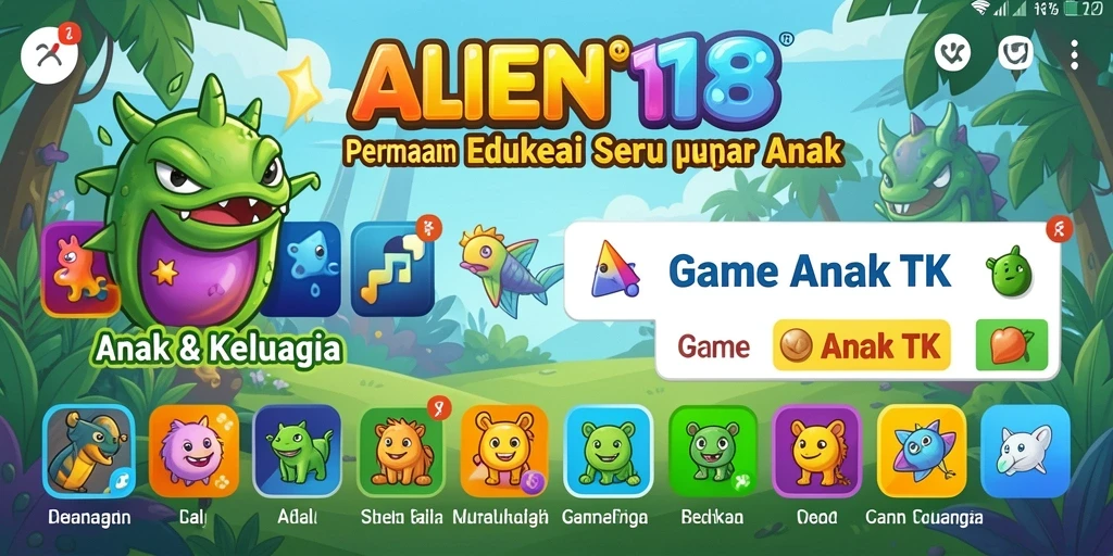 Tampilan antarmuka ALIEN138 yang ceria dan ramah anak.