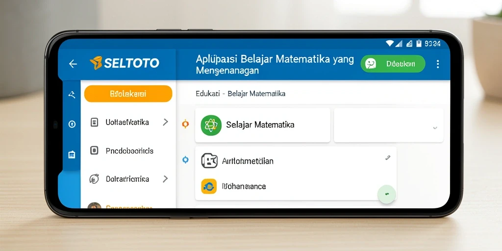 Antarmuka interaktif dan edukatif aplikasi SELTOTO untuk belajar matematika.