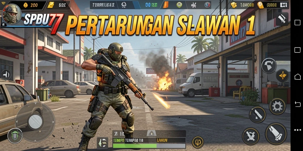 Tampilan antarmuka pertarungan 1 lawan 1 yang mendebarkan.