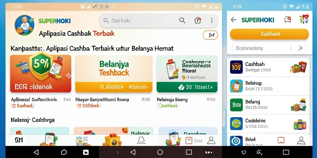 Antarmuka pengguna SUPERHOKI dengan tampilan fungsi Cashback yang menarik.