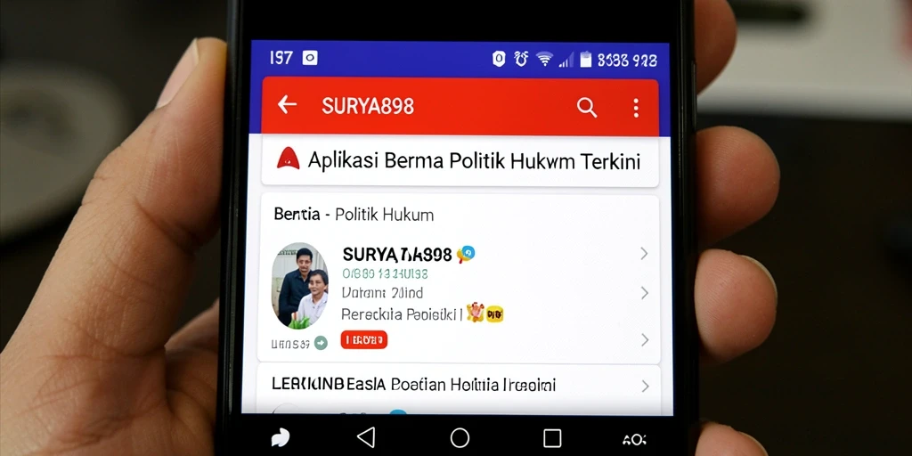 Antarmuka aplikasi SURYA898 yang user-friendly untuk berita Politik Hukum.